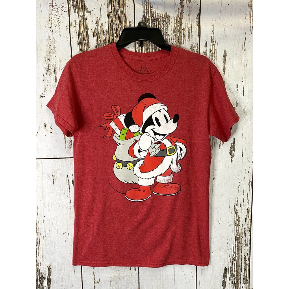 Disney Christmas Mickey Mouse Santa T-Shirt - Picture 1 of 3